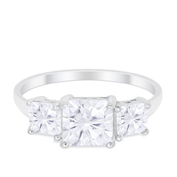 Princess Cut Engagement Ring Simulated Cubic Zirconia 925 Sterling Silver